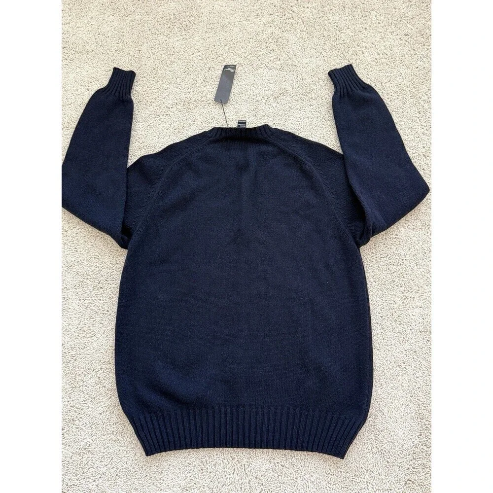 Blumarine Uomo Sweater Mens L Navy Blue Wool Blend Knit‎ Crewneck Made in Italy